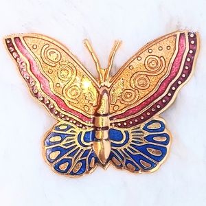 SOLD!💞Vintage Enamel Butterfly pin brooch stamped 1984 or 1989.